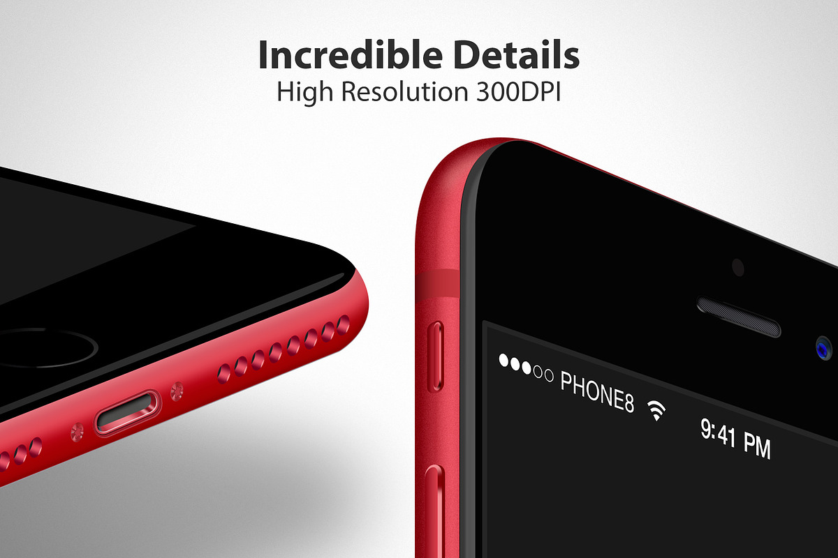 iPhone 8 Red Mockups, an iPhone Mockup by RadekBroz (Photo 2 of 4)