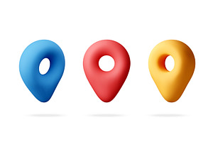 Three colorful 3d map pin icons., an Object Illustration by Abscent