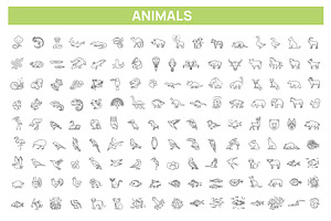 Animal icons. Vector icon set, an Outline Icon by Tettygreen