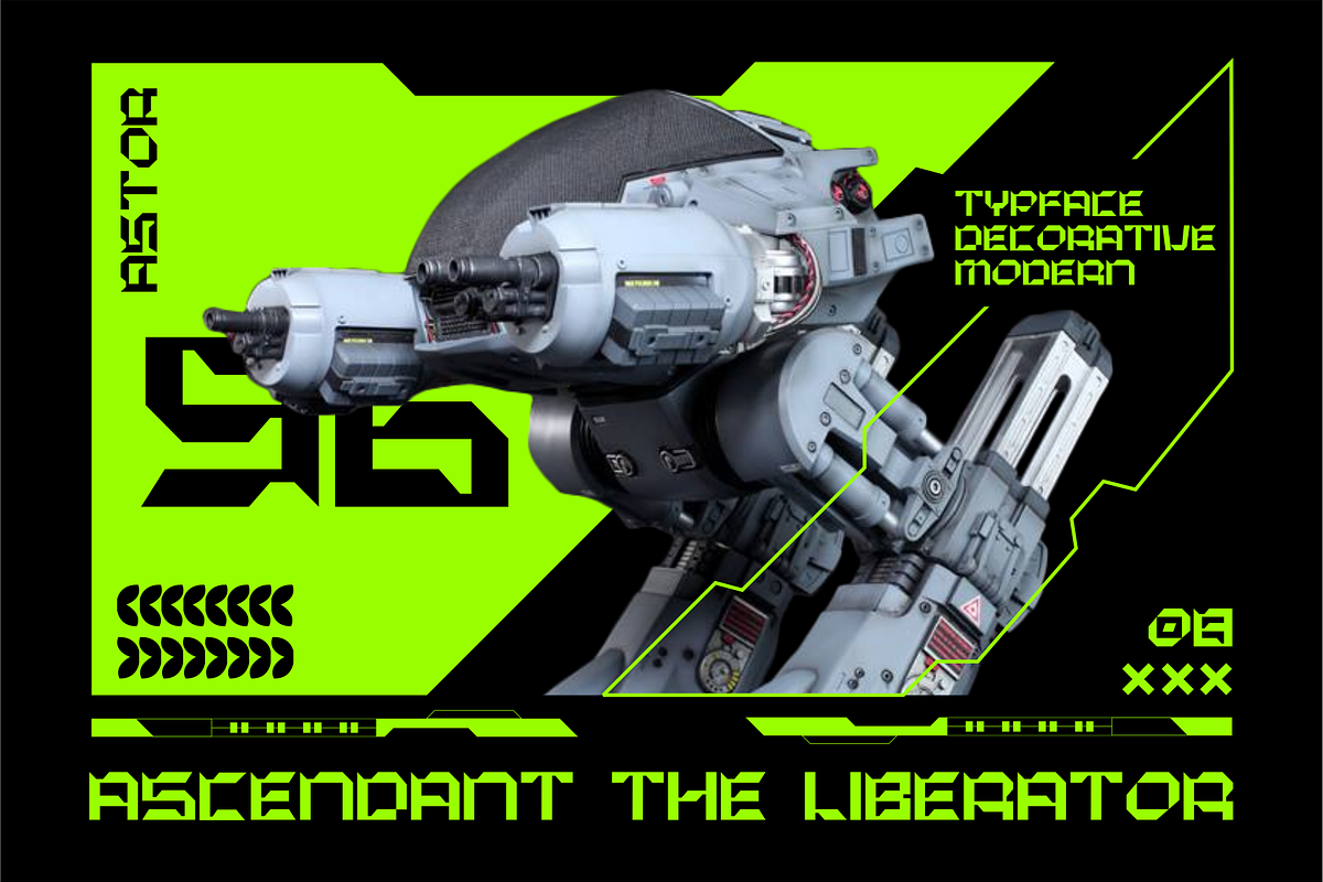 ASTOR - Futuristic Display Font, a Font by Vroz Studio (Photo 2 of 8)