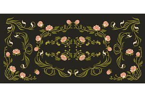 Vintage art nouveau floral borders, an Illustration by art PVP - market