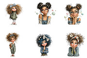 Cute Quirky Girl Clipart, a Seasonal Illustration by CreationArt (Thumbnail 3 of 5)
