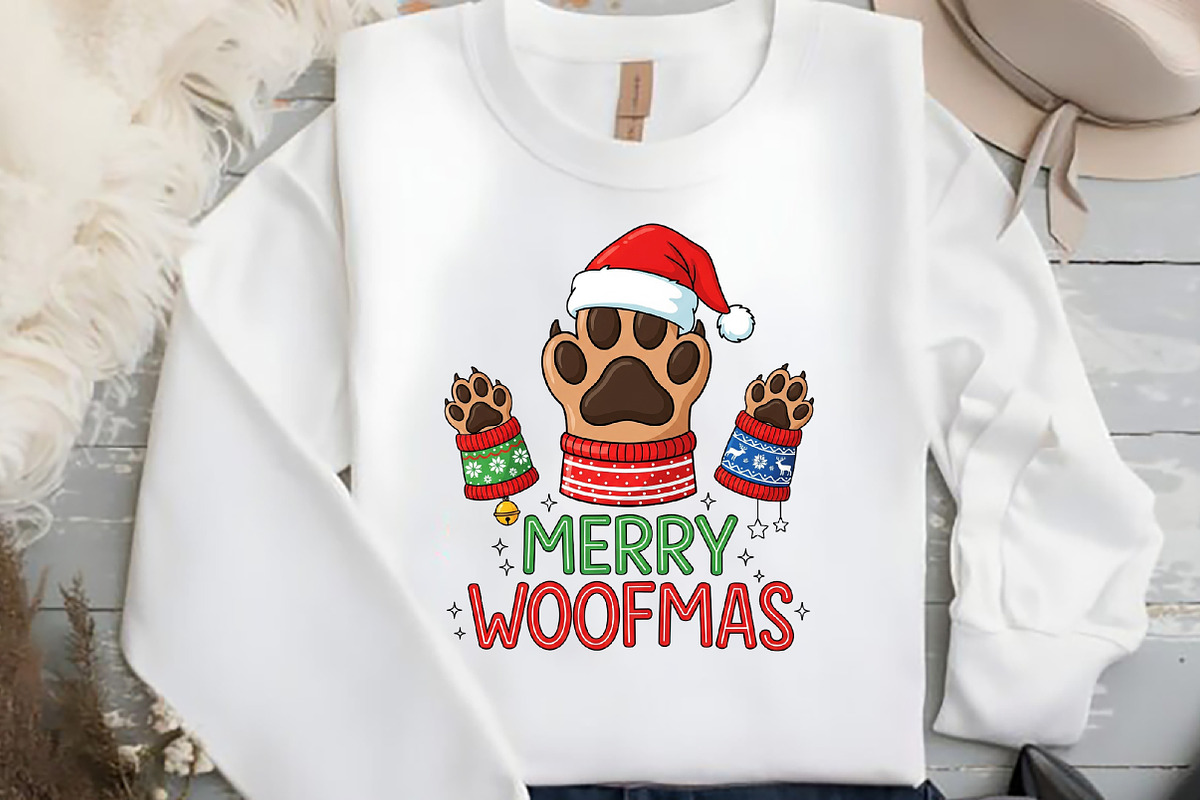 Merry Woofmas Dog Paws Sublimation, an Illustration by Black Bird Studio (Photo 2 of 4)