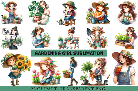 Gardening Girl Sublimation Bundle, an Illustration by cherrydesign