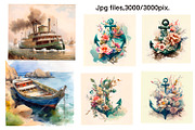 Cruise, nautical watercolor clipart, a Person Illustration by AkvarelRiver (Thumbnail 6 of 8)