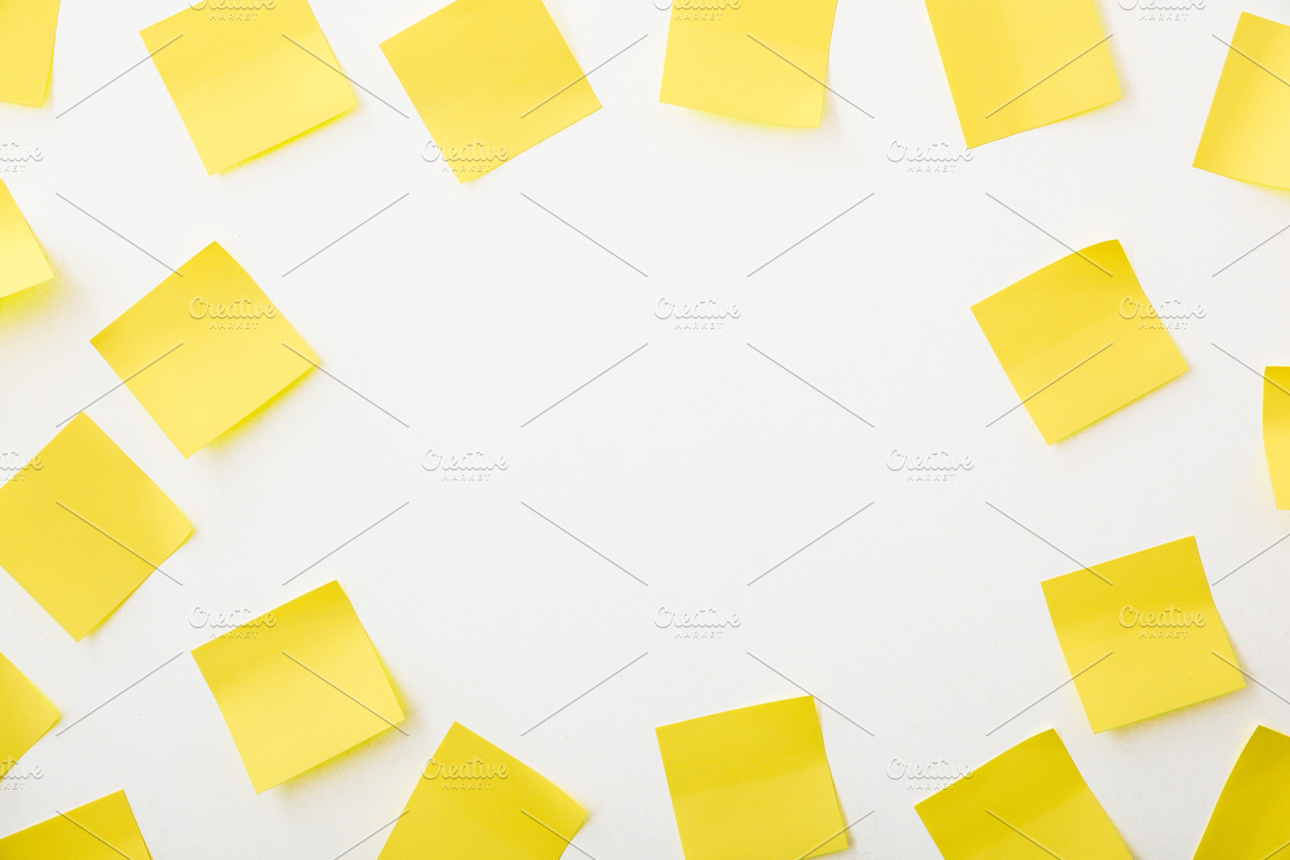 Yellow Sticky Notes Frame on White Background, a Business Photo by Davizro's Market