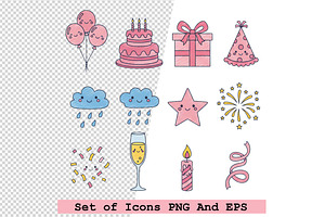 Set of  holiday icons in hand drawn, an Icon by one-touch