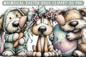 Whimsical Easter Dogs Clipart, an Illustration by Libby Wishes