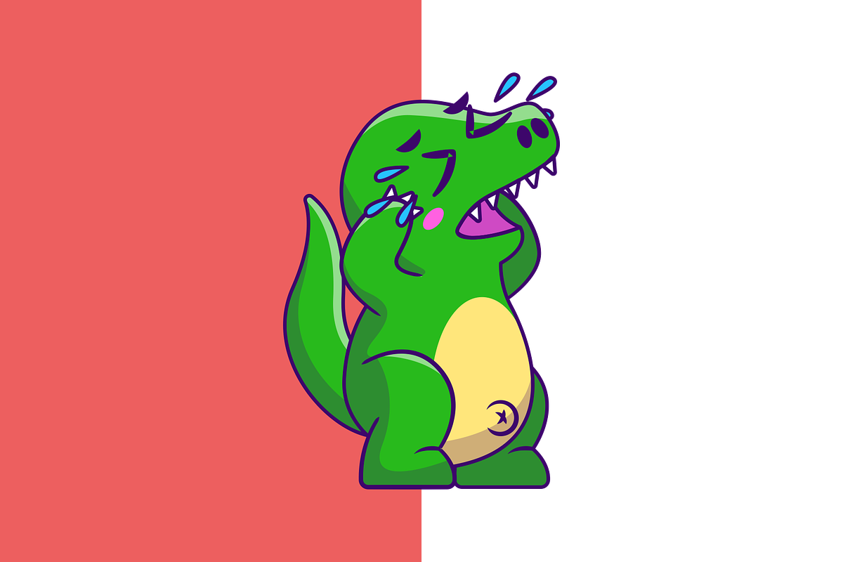 Cute Dino Crying Cartoon Vector, an Animal Illustration by Artstorystudio (Photo 2 of 3)