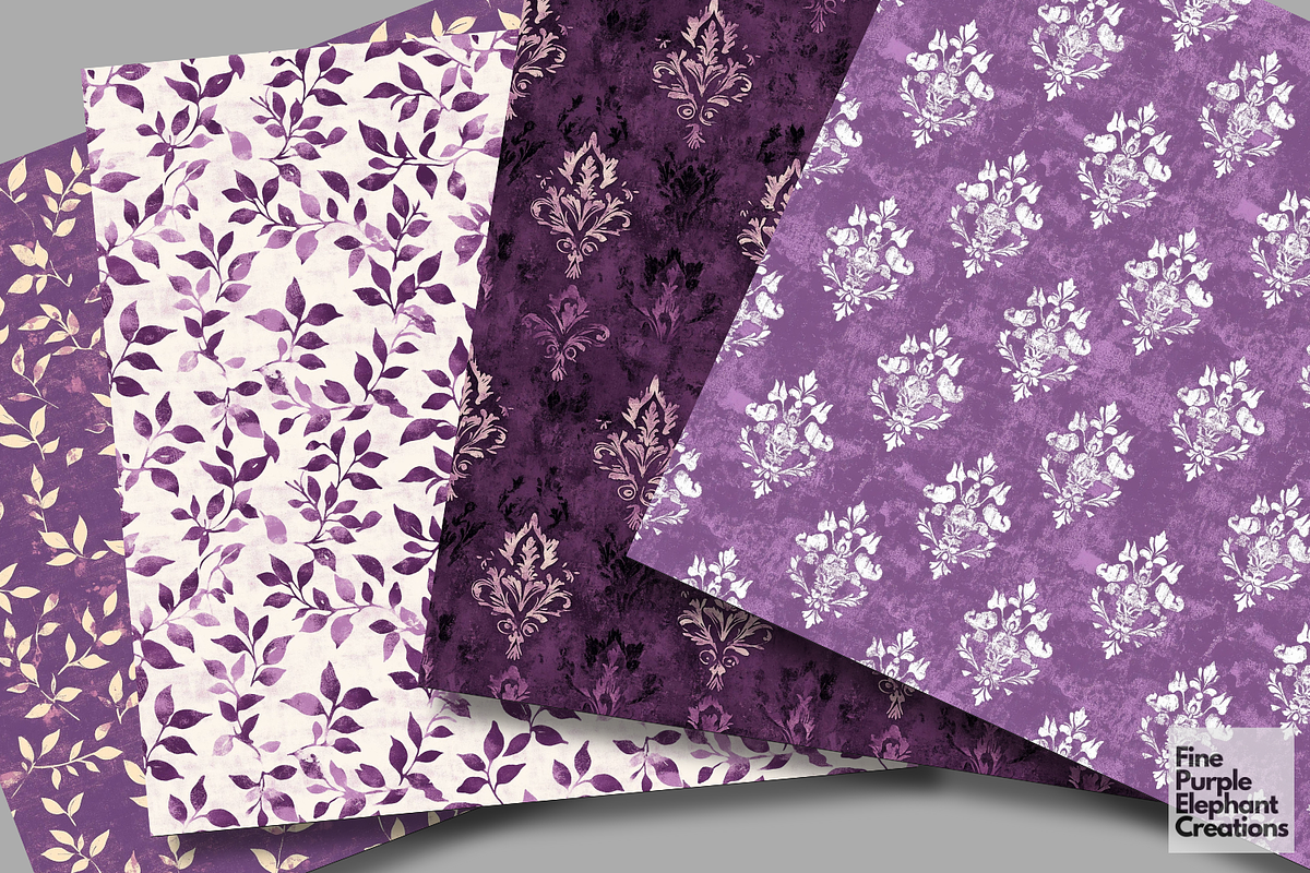 Purple Distressed Cottagecore Shabby, a Pattern Graphic by Fine Purple Elephant (Photo 3 of 5)