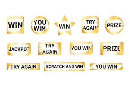 Scratch lottery card shapes set -