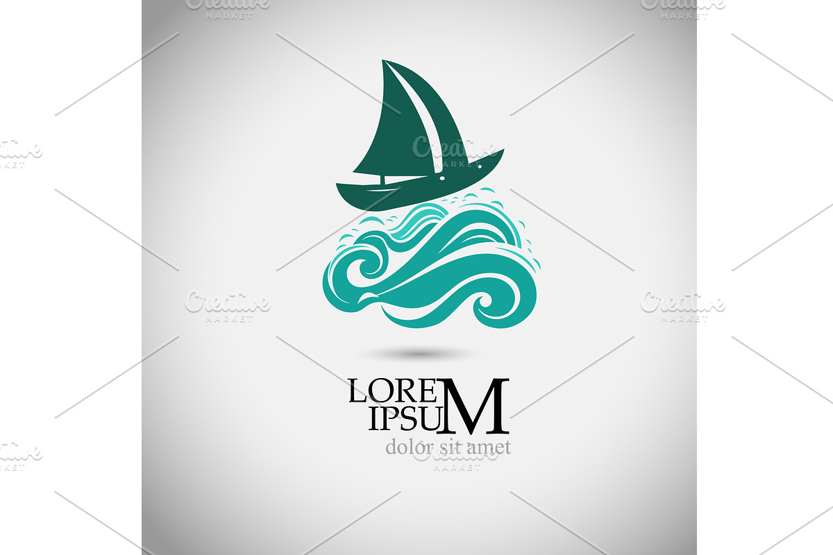 Logo sea and boat. Not AI, Vector, a Transportation Illustration by Nenahliadava Design