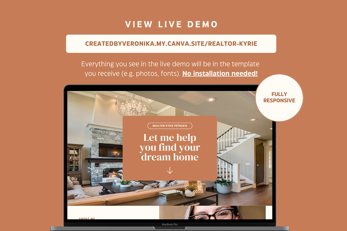 Realtor Kyrie Website Template Canva, a Websites & App Template by Eden Origin Studio (Photo 2 of 11)