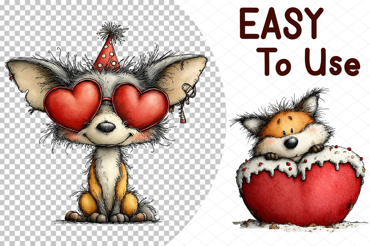 Whimsical Valentine Fox Clipart, an Illustration by cherrydesign (Photo 4 of 4)
