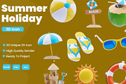 Summer Holiday 3D Icon Pack, a 3D by novia99design (Thumbnail 1 of 6)