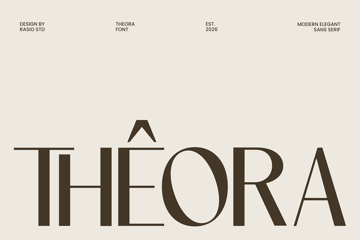Theora Modern Elegant Sans Font, a Sans Serif Font by Rasio Studio (Photo 1 of 9)