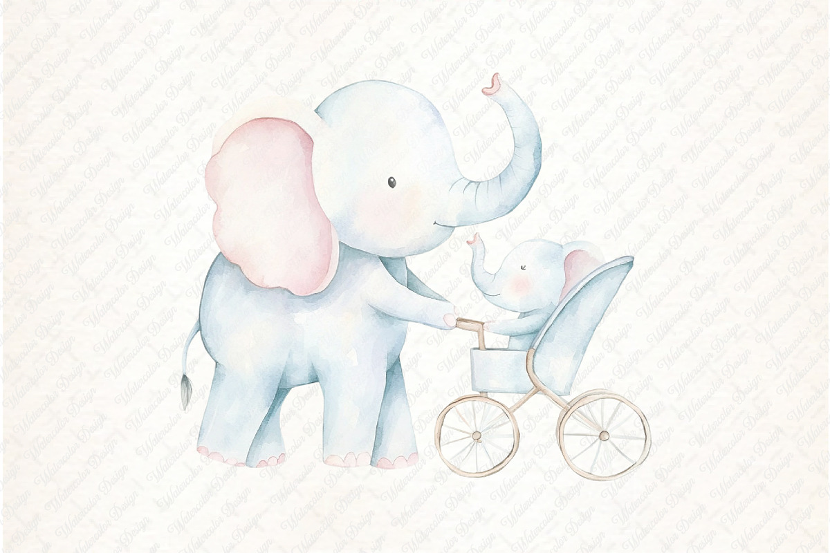Mother's Day Elephant Clipart, an Illustration by Watercolor design (Photo 8 of 12)