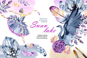 Watercolor Swan Lake, an Illustration by NataliMiasStore (Thumbnail 1 of 8)