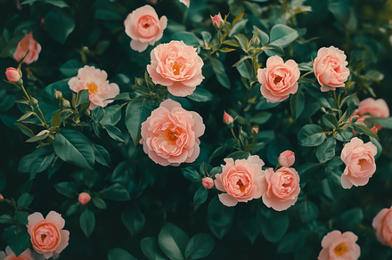 Natural pink roses on a bush, a Nature Photo by MistyDay