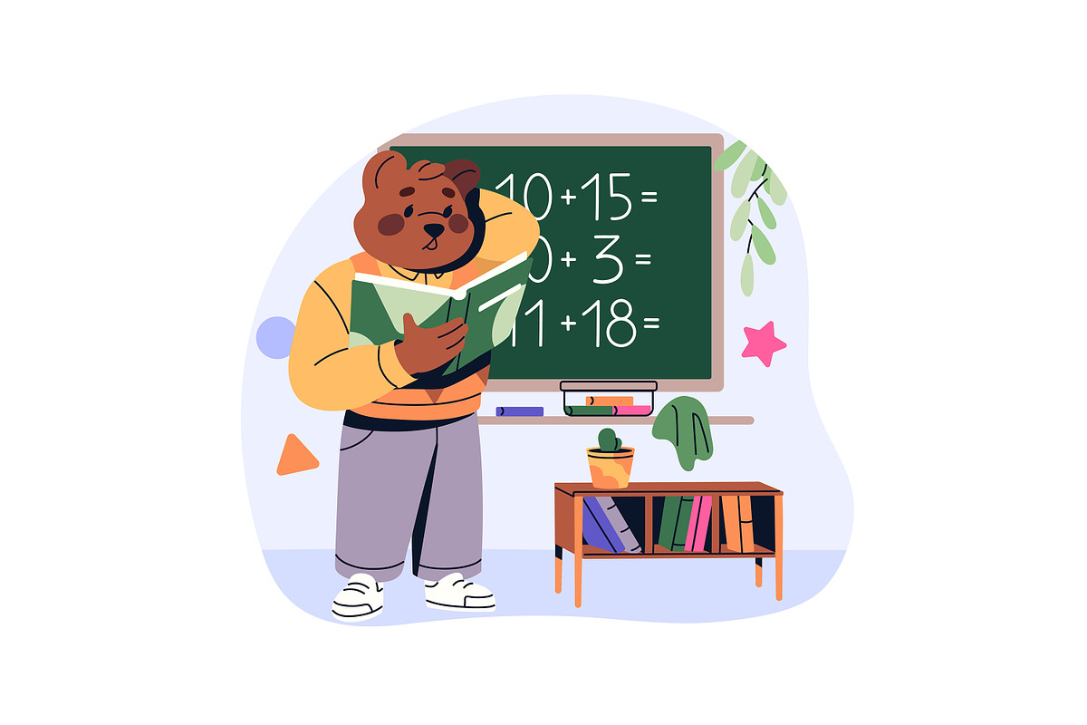 Cute animals students study set, an Education Illustration by PaperTrident (Photo 2 of 13)