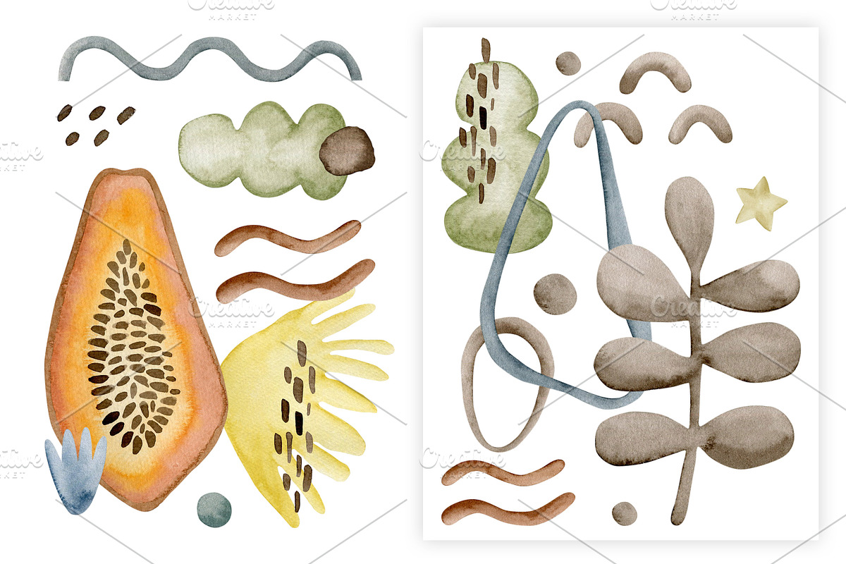 Watercolor Modern Summer Collection., a Decorative Illustration by Kira Konoshenko (Photo 15 of 17)