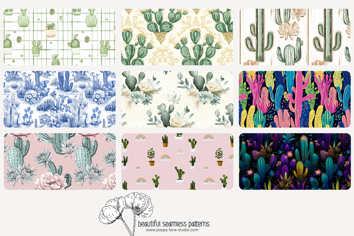 70 cactus seamless pattern, a Pattern Graphic by Poppy Lane Studio (Photo 3 of 10)