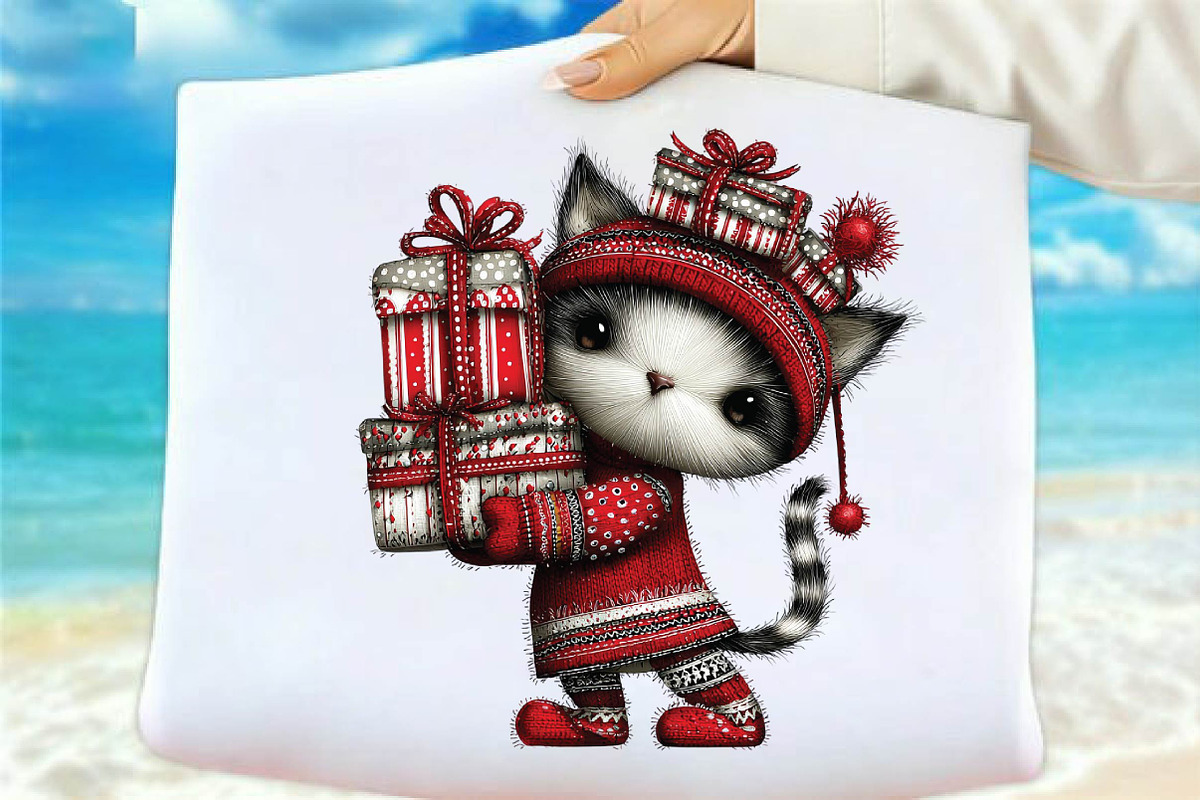 Whimsical Christmas Cat Clipart Bund, an Animal Illustration by SVGArt (Photo 7 of 9)