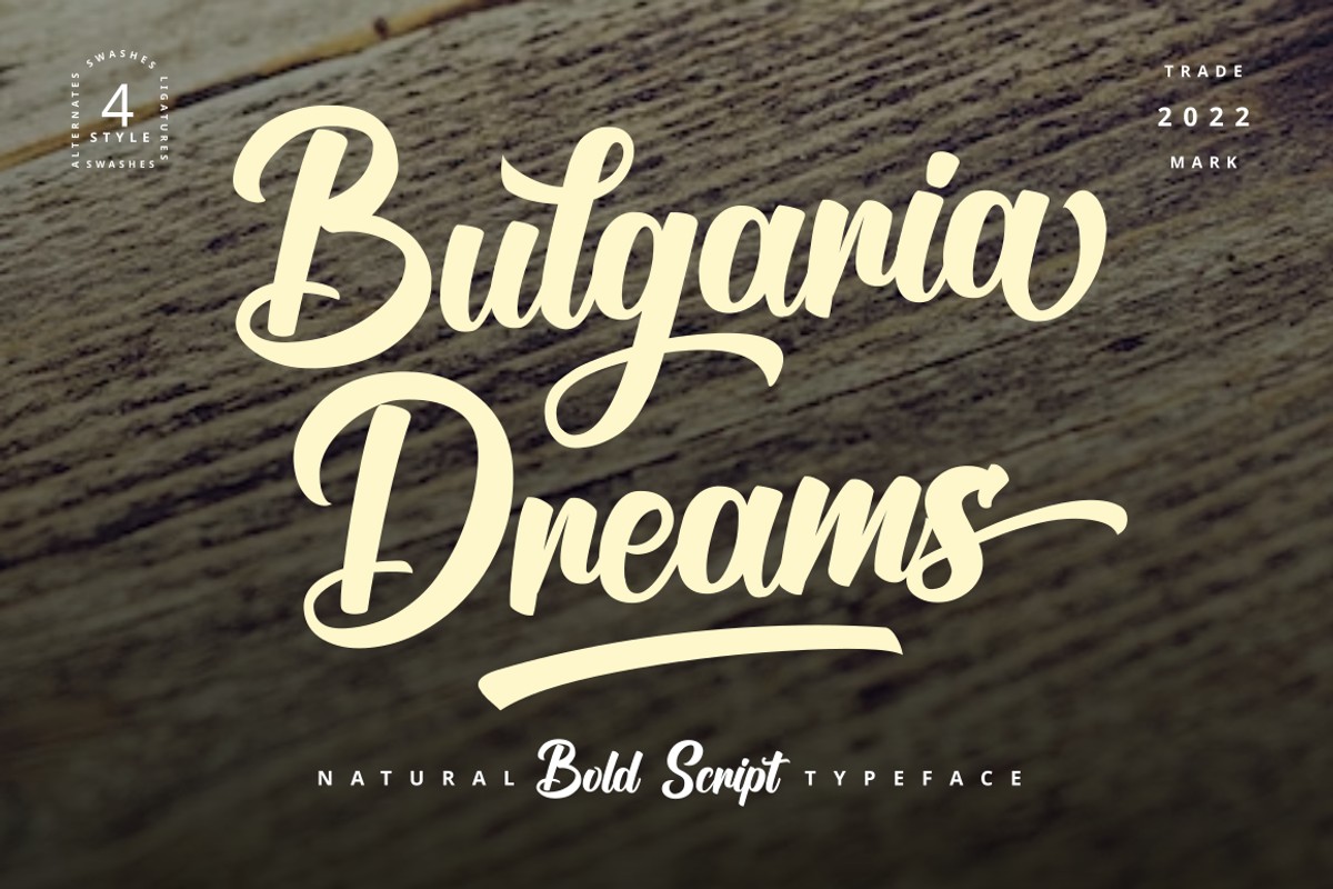 Bulgaria Dreams Apparel Font, a Script Font by Rissyletter Studio (Photo 1 of 10)