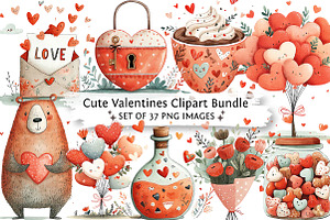 Cute Valentines Clipart Bundle, an Illustration by DreamPrint404