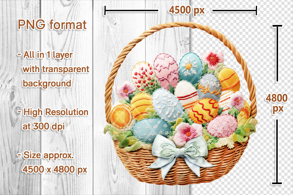 Embroidery Easter Basket Sublimation, an Object Graphic by V Design Creator (Photo 2 of 8)