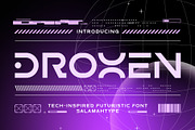 DROXEN - Futuristic Font, a Sans Serif Font by Salamahtype (Thumbnail 1 of 8)