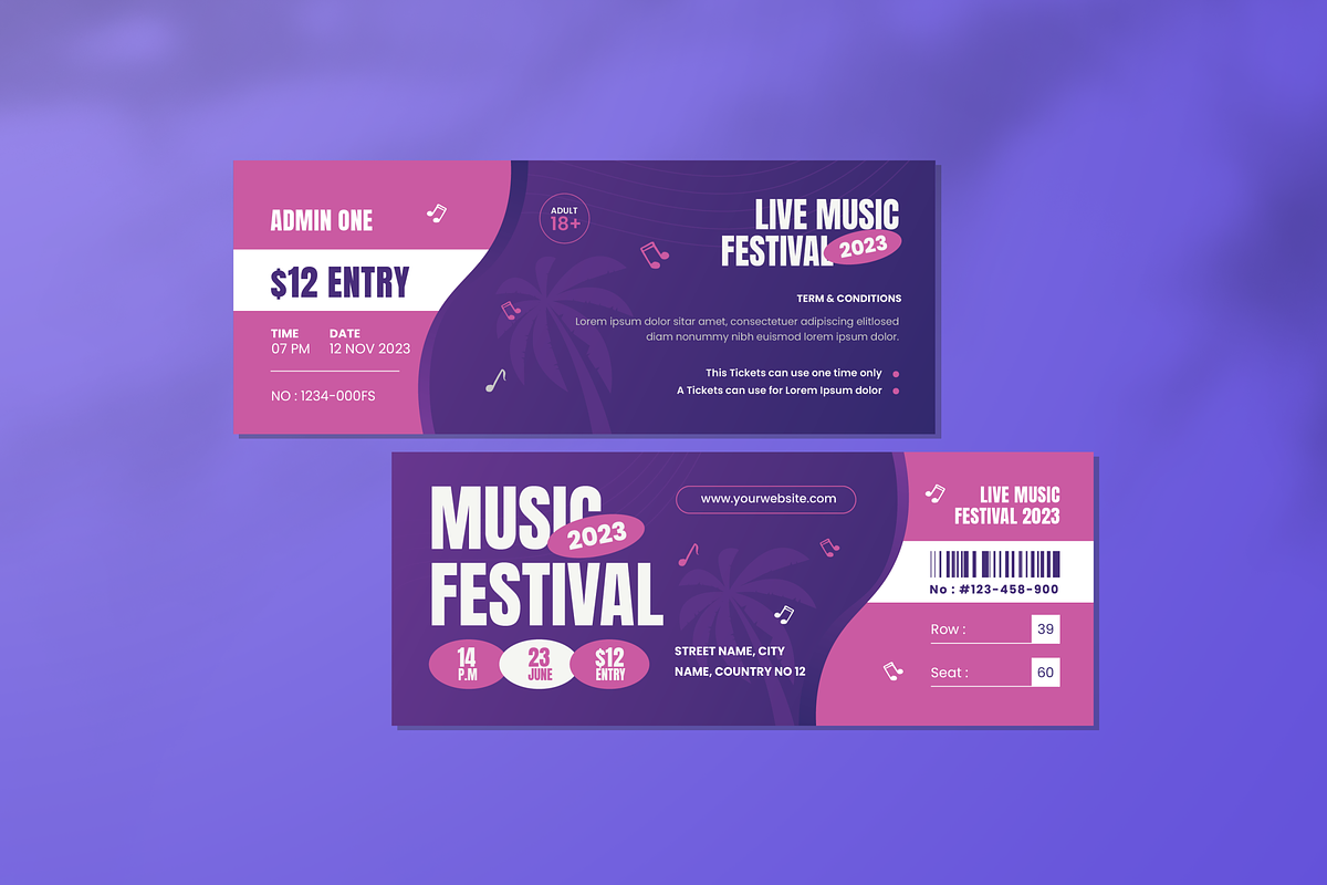 Music Festival - Ticket, a Print Template by SquidPixey (Photo 2 of 4)