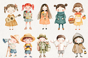 Cute Little Campers Clipart, an Illustration by NadiaTheronArt (Thumbnail 3 of 5)