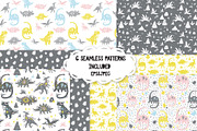 Linocut Dinosaurs Silhouettes, a Graphic by PicByKate (Thumbnail 7 of 8)
