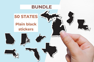 50 States Stickers | Black Designs, an Object Graphic by DigitalDesignsLaura