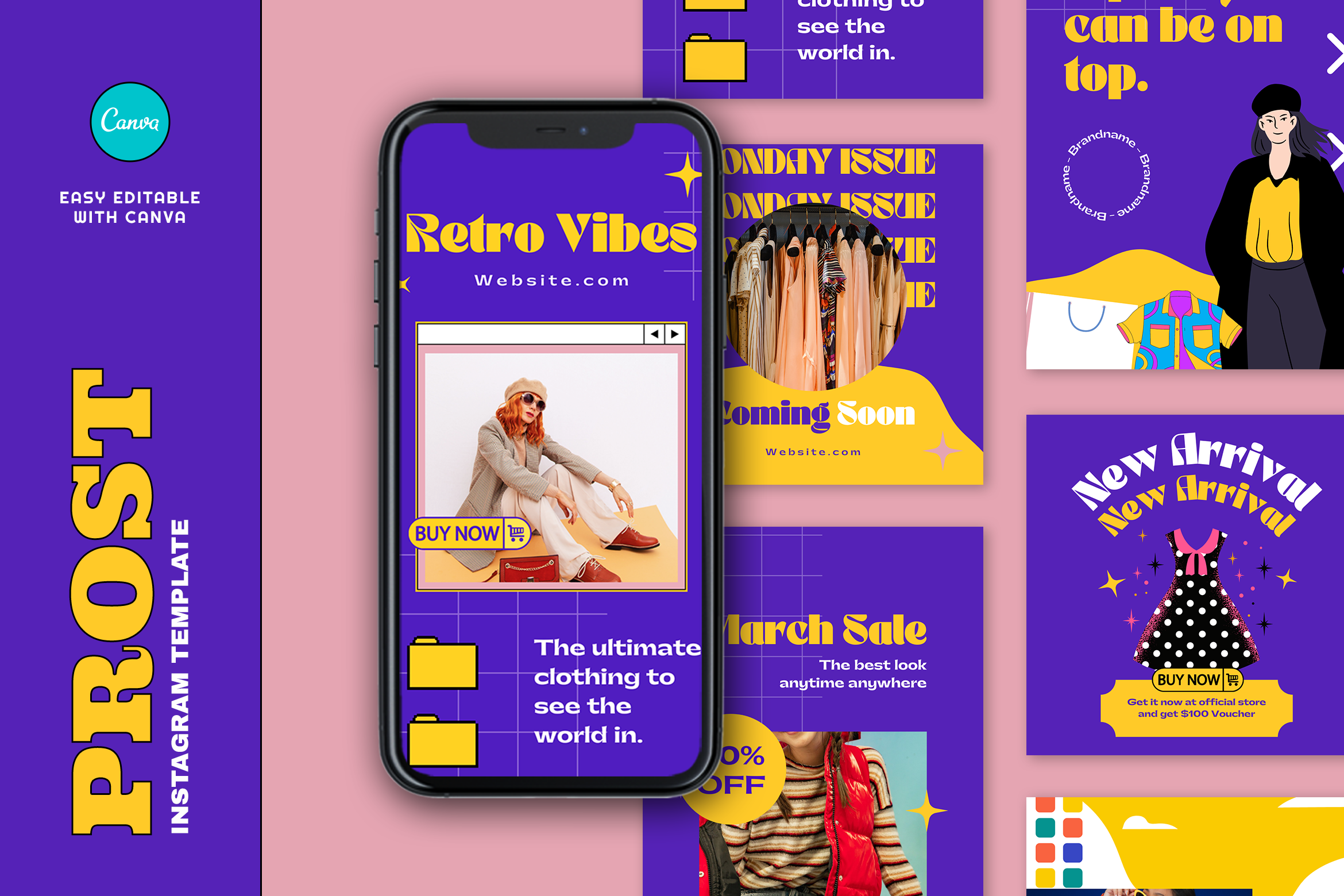 PROST Canva Retro Instagram Template, a Social Media Template by ...