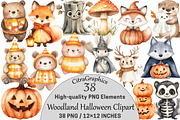 Woodland Halloween Clipart PNG, a Seasonal Illustration by CitraGraphics (Thumbnail 1 of 7)