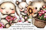 Whimsical Animals Spring Clipart, an Illustration by Designking (Thumbnail 1 of 5)