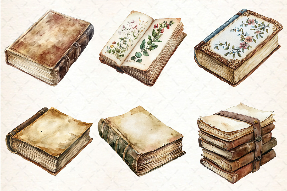 Vintage Books Clipart, an Illustration by DreamCafeArt (Photo 2 of 9)