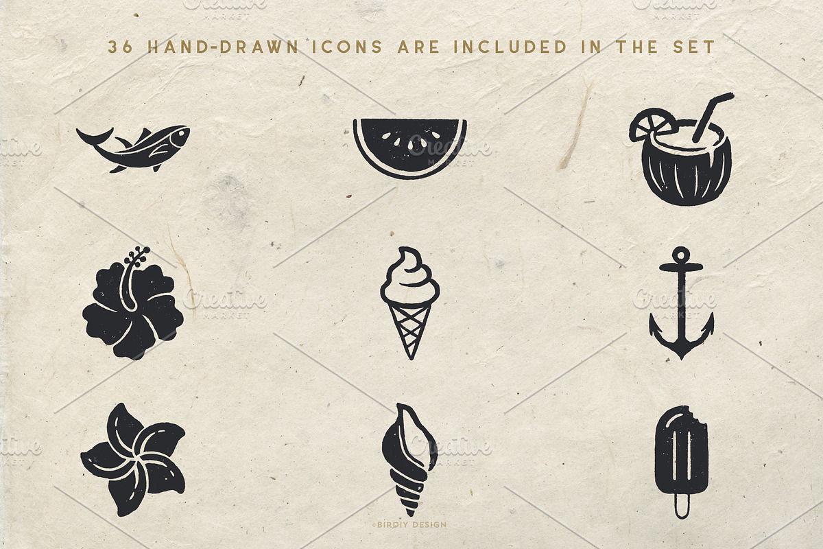 Tropical Icons Hand Drawn Graphics, an Icon by BirDIY Design (Photo 5 of 10)