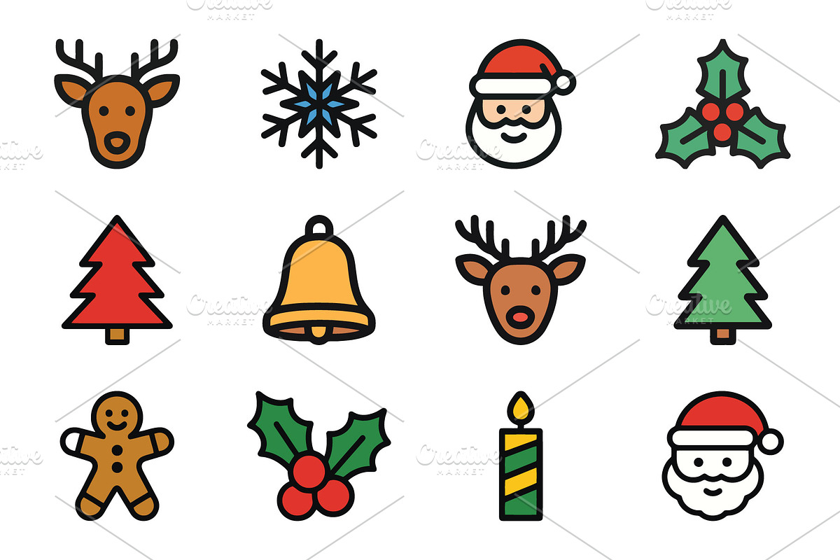 Christmas Holiday Icon Set, a Branding & Logo Template by Vectorium Studio
