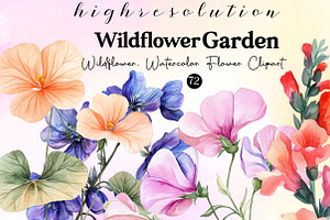 Wildflower Watercolor Flower Clipart, an Illustration by DreamCafeArt