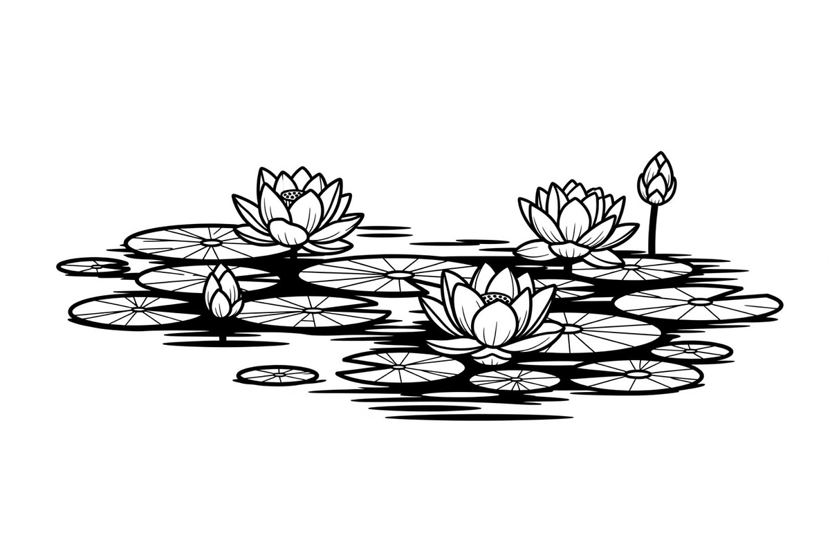 Lotus Pond Silhouette SVG Bundle, an Illustration by yasushie (Photo 24 of 31)