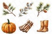 Watercolor Minimalist Autumn Clipart, an Illustration by DreamPrint404 (Thumbnail 2 of 7)