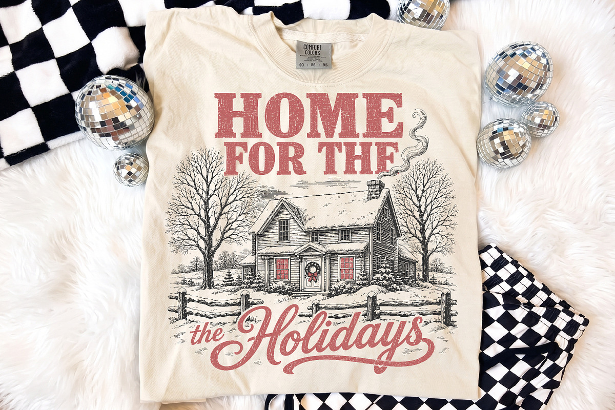 Vintage Home For The Holidays Design, a Seasonal Illustration by Libby Wishes (Photo 4 of 4)