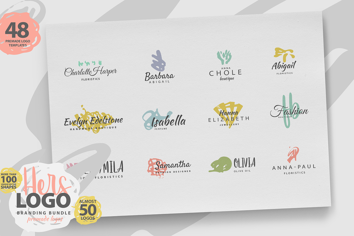 HERS LOGO BUNDLE (50 premade logos), a Branding & Logo Template by pawellpi (Photo 2 of 10)