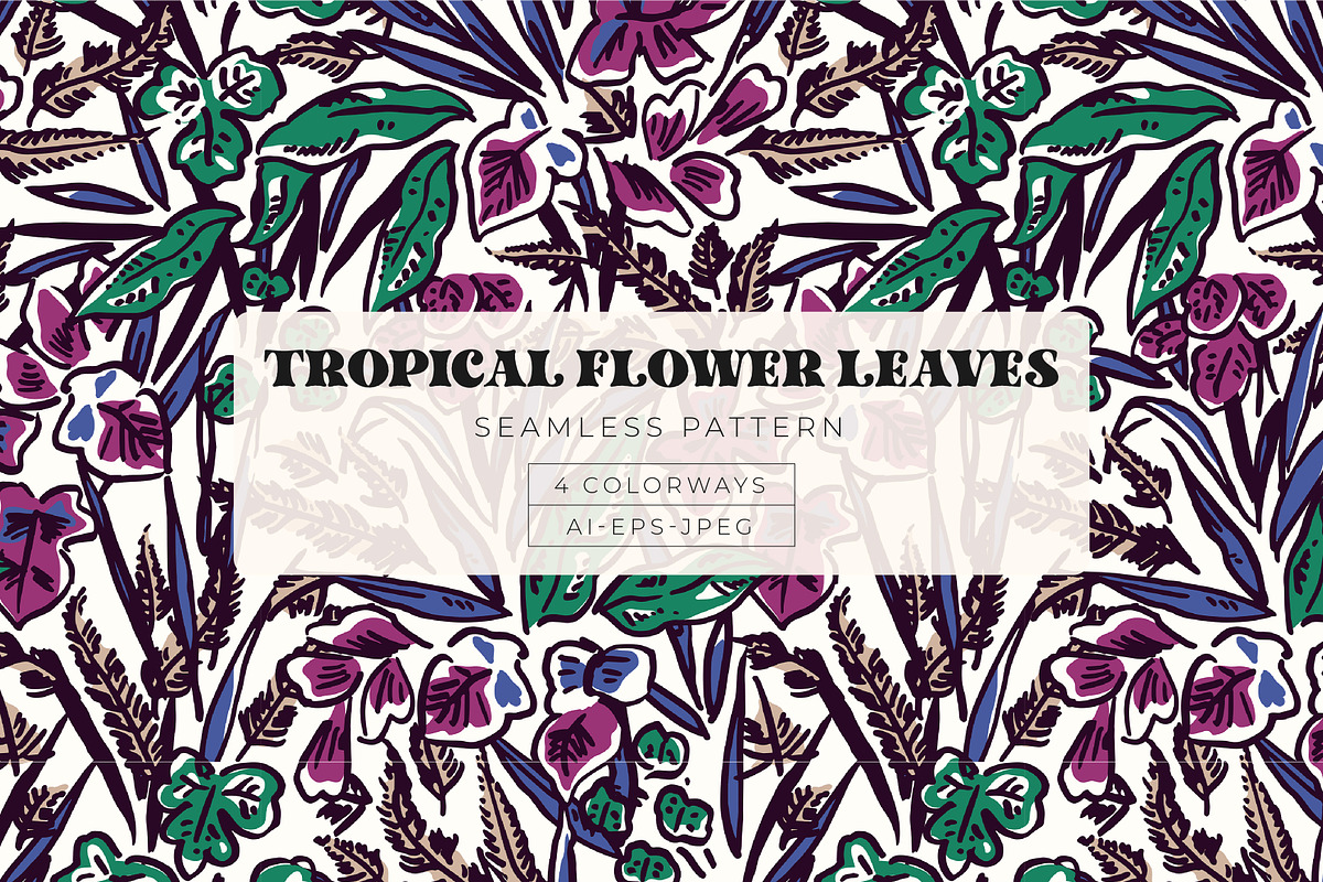 Hand-drawn Tropical Flower Patterns, a Pattern Graphic by ASTUDIO (Photo 1 of 7)