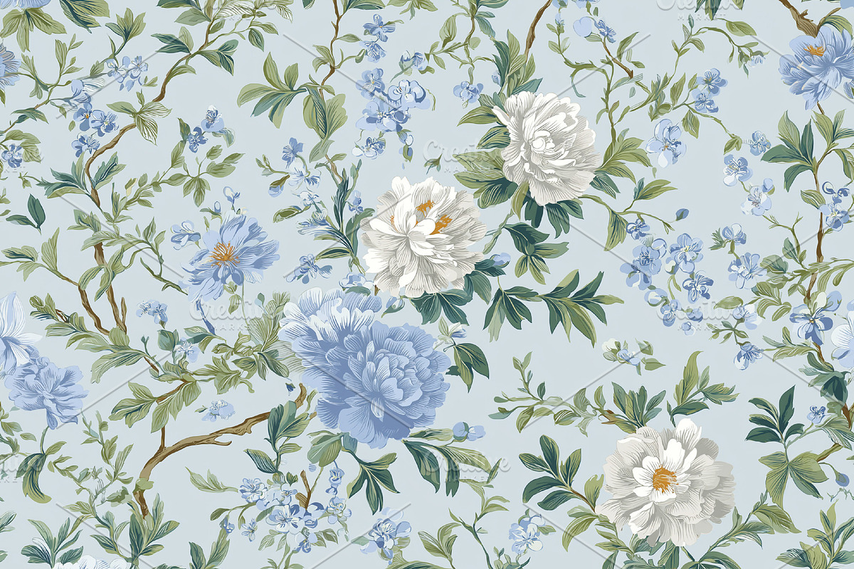 Seamless pattern, elegant floral seamless pattern with blooming, a Pattern Graphic by Studio ANNA