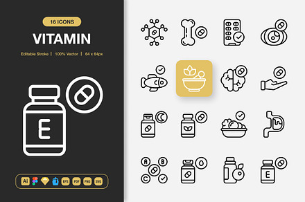 Vitamin Icons, an Outline Icon by Spacepixel Creative