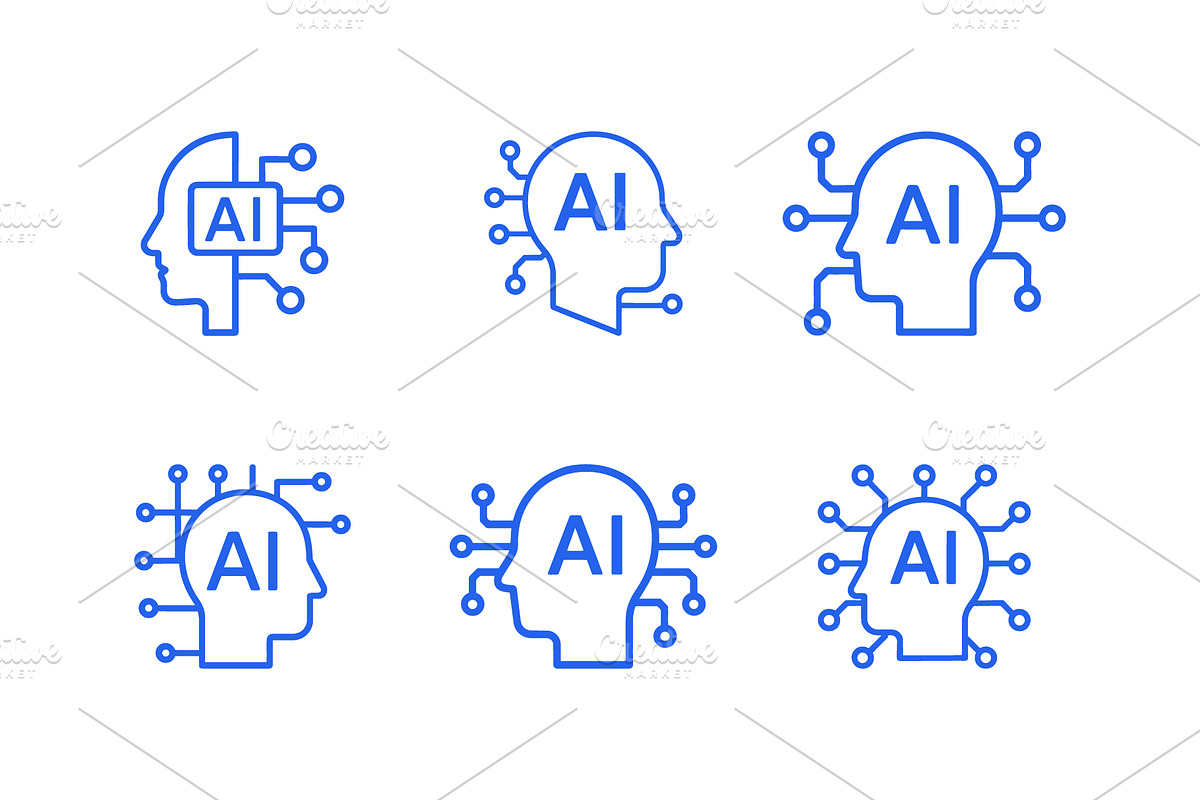 Artificial Intelligence Head Icons, a Branding & Logo Template by Vectorium Studio (Photo 2 of 2)
